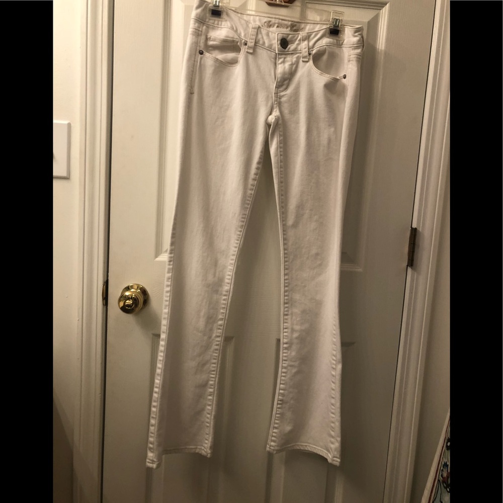 American Eagle, white jeans, flare